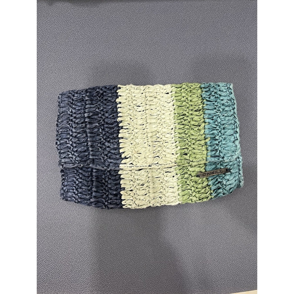 O'Neill Clutch Bag Womens Small Multi-Color Good Woven Straw Striped Beach